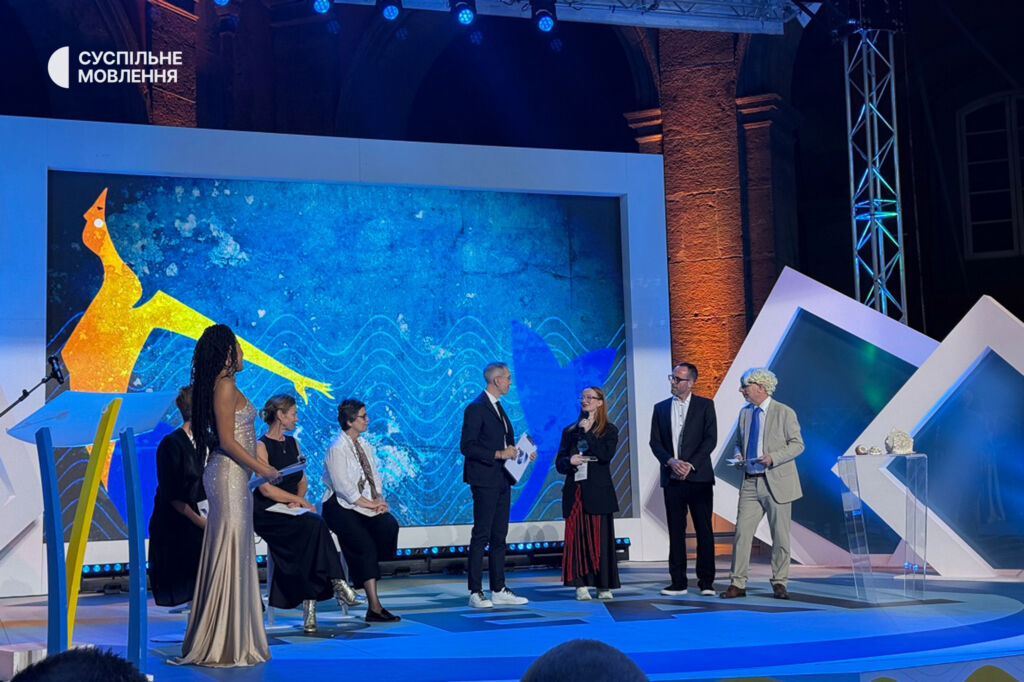 Юлія Ткачук під час церемонії нагородження на Prix Italia
