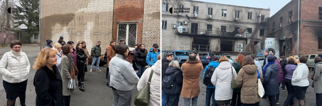Зруйнований російськими дронами офіс Суспільне Дніпро Зруйнований російськими дронами офіс Суспільне Дніпро
