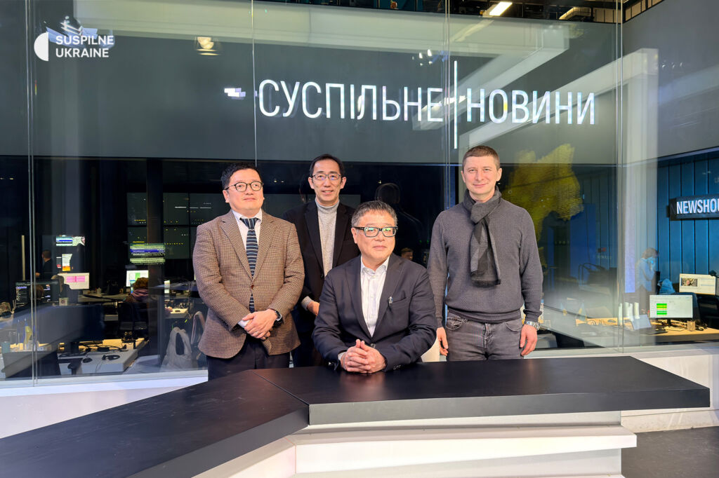 Members of Japanese public broadcaster NHK in the studio Suspilne News Members of Japanese public broadcaster NHK in the studio Suspilne News